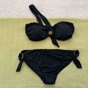 SEAFOLLY australia two piece black bikini swimsuit bathing suit size 10 Large
